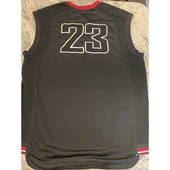Vintage 1990s Michael Jordan Mens Large Bulls Practice Jersey Black Red #23 - Picture 3 of 4
